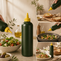 Bouteille d'huile d'olive mate de qualité alimentaire en gros, bouteille souple en plastique PET pour sauce, bouteille Graza avec bouchon à bec verseur pour huile capillaire