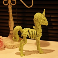 Décoration de cheval squelette d'Halloween, squelette de licorne en plastique, décoration de table pour maison hantée, fournitures d'Halloween