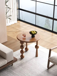 Modern <b>Round</b> Wood Coffee <b>Table</b> Midcentury Design Handmade Living Room Furniture Decorative Side <b>Table</b> - Product Image 1