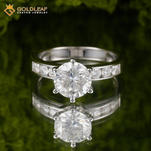 Goldleafgem Custom Brilliant Cut Moissanite 18K Gold Plated Prong Setting Classic 925 <b>Silver</b> Women's Wedding Engagement <b>Ring</b> - Product Image 5
