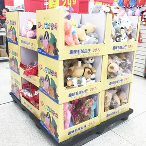 Soporte de exhibición de cartón de palé de medio cuarto POP personalizado, estante de tienda de supermercado para niños, ropa doblada, camiseta