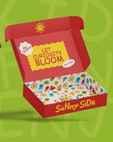 Boîte en carton robuste avec séparateurs pour l'emballage et la présentation de biscuits et brownies, avec des images colorées et des slogans amusants