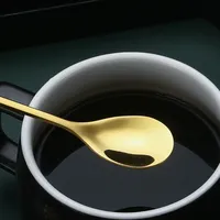 Nouvelles cuillères à mélanger en acier inoxydable, forme de feuille, dorées et argentées, cuillère à café, couverts, cuillère à dessert à long manche, fourchette