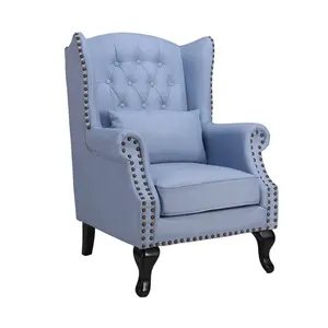 Foshan सरल फैशन डिजाइन सस्ते आयातित कपड़े नीले मखमल एक्सेंट सोफे कुर्सी