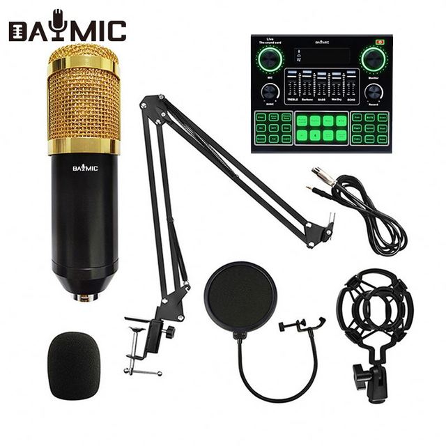 OEM Factory Sound Card With Condenser Microphone Media Kits for Broadcasting Recording Equipment Sound Card Kit