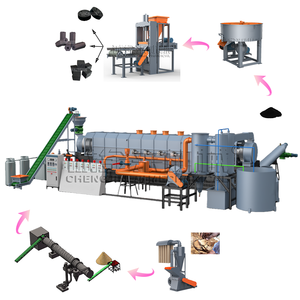 Máquina de Producción Continua de Carbón de Cáscara de Coco para el Procesamiento de Cáscaras de Palma y Nuez, Horno de Carbonización de Acero Inoxidable - Product Image 1