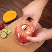 RVS gebogen schilmesje 3,5 inch, zwarte kunststof geplaatste haakpunt, ambidextrous, vaatwasserbestendig, milieuvriendelijk, keuken, fruit