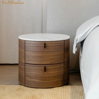 Table de Chevet Minimaliste Haut de Gamme pour Chambre à Coucher, 2 Tiroirs, Plateau en Marbre Naturel, Écologique, Taille Personnalisable, Table d'Appoint pour la Maison