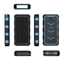 Power Bank Tenaga Surya Tahan Air Kapasitas Tinggi 20000mAh Li-Polymer Pengisian Cepat Ultra Tipis Portabel Dual USB/Type-C