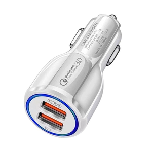 Chargeur de voiture rapide à double <span class=keywords><strong>port</strong></span> USB 18W QC3.0 Chargeur de téléphone portable USB pour téléphone pour Samsung Tablet Output Power Electric Quick <span class=keywords><strong>Char</strong></span> - Product Image 1