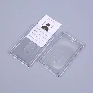 Fournisseurs d'usine en gros Porte-badge en acrylique pour carte d'identité Protecteur transparent pour carte d'identité de travailleur