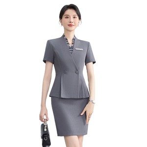 Women's Short Sleeve Suit Set Lightweight Professional Elegant For Customer Service Hotel Reception Summer Uniform - Product Image 5