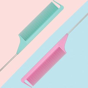 Venta Directa de Fábrica, Peine Antiestático Resistente al Calor, Peine de Cola de Rata con Logotipo Personalizado, Peine de Plástico para Peinar, Peine para Salón de Belleza y Barbería - Product Image 2