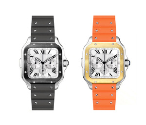 Bracelet de montre en caoutchouc FKM souple de luxe pour Cartier <span class=keywords><strong>Santos</strong></span> avec connecteur à dégagement rapide, 21 mm - Product Image 2