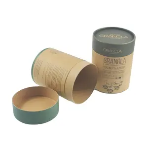 Round Food Grade Canisters Paper Cardboard Packaging with Lid Paper Tube for Protein Powder Coffee Bean Loose Tea Food Product