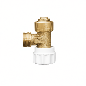 Válvula de cierre para cisternas empotradas de latón con conector de plástico blanco y junta tórica - Product Image 3