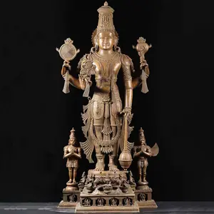 Venta caliente tamaño oro bronce latón dios hindú lord vishnu estatua de los precios de los