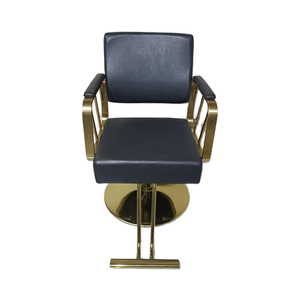 Poltrona Moderna per Salone Nera e Oro, Sedie da Parrucchiere per Stazione di Lavoro Femminile - Product Image 2