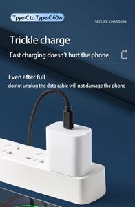 Wholesale Nylon Braided USB C to Type C Cable 60W Fast Charging Type C for Phone 16 15 14 13 Pro Max Mobile Phone Cable 1M 3ft - Product Image 6