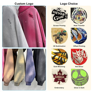 Sweat-shirt à capuche pour homme de haute qualité 100% coton 450 g/m², coupe-vent d'hiver, style rétro streetwear, sweat-shirt personnalisé à effet délavé - Product Image 5