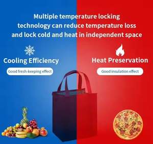 Bolsa Térmica Porta Alimentos Reutilizable de Alta Calidad, Grande, Portátil, Azul, de Tela No Tejida EPE, con Cierre - Product Image 6