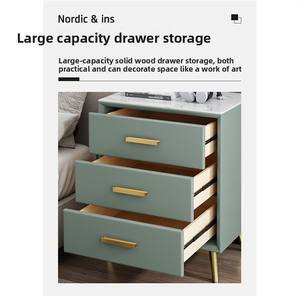 Moderno 50cm madera maciza tres mesitas de noche Guolu Simple dormitorio luz lujo roca losa cajón sala de estar muebles para el hogar - Product Image 4