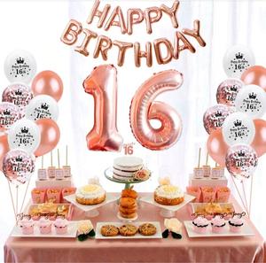 16th <strong>Birthday</strong> Party Decorations Heart <strong>Cake</strong> <strong>Topper</strong> <strong>Birthday</strong> Sweet Rose Gold Confetti Balloons 16th <strong>Birthday</strong> Party Supplies - Product Image 3