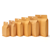 Sachets en gros personnalisés de qualité alimentaire à fond plat, avec fermeture éclair supérieure et huit soudures latérales, en matériaux recyclés, pour chips, snacks, aliments pour animaux de compagnie, en kraft