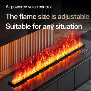 <span class=keywords><strong>Cheminée</strong></span> électrique silencieuse intégrée pour salon et chambre de villa haut de gamme contemporaine, effet de flamme réaliste - Product Image 4
