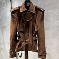 Doppelreihige Vintage-Jacke Krokodil-Geprägter Leder-Blazer Damen Oversize-Jacken