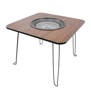 Moderno Premium della fabbrica cinese Barbecue a carbone pieghevole tavolo quadrato in legno con camino in ferro - Product Image 4