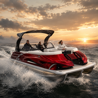 Bateau ponton de luxe de haute qualité pour 12 personnes avec direction hydraulique, certifié CE, moteur hors-bord de 200 CV pour la pêche et les croisières au coucher du soleil