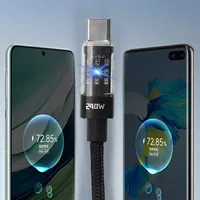 240W 10A câble de USB-C de charge rapide PVC tressé Transparent type-c fil de transfert de données haute vitesse pour téléphone portable et tablette