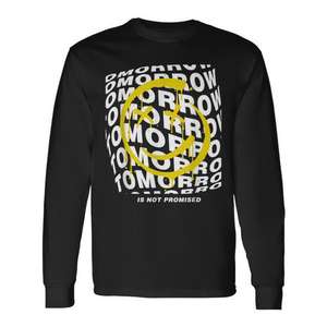 Camiseta de Manga Larga Tomorrow con Diseño Gráfico de Cara Sonriente Amarilla, Ropa Promocional - Product Image 1