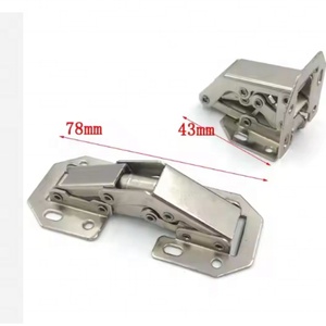 Charnière à ressort en métal de 3 pouces, sans perçage, à montage en surface, dissimulée, pour armoire, finition nickel moderne, pour salon, bureau à domicile, cuisine - Product Image 3