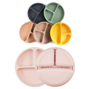 Ensemble cadeau <span class=keywords><strong>de</strong></span> vaisselle pour nouveau-né : Assiette d'alimentation en silicone sans BPA, bol à forte succion, cuillère et bavoir imperméable - Product Image 2