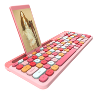Kustom Oval keycap portabel Tablet Keyboard dan Mouse nirkabel 100 tombol membran Slim Keyboard