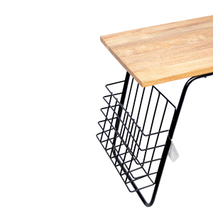 Table d'appoint de salon en bois avec dessus de table en bois et cadre en métal Table d'appoint de chambre avec porte-revues Sling meubles de maison - Product Image 3