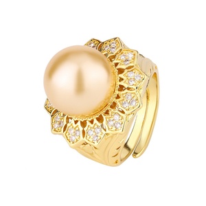 Bijoux de mode écologiques en cuivre plaqué or, anneaux floraux en perles dorées de 14 mm, bijoux pour femmes, cadeau féminin de qualité supérieure - Product Image 1