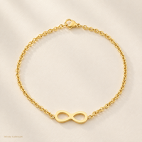 Bracelet chaîne minimaliste en acier inoxydable plaqué or 18 carats avec symbole de l'infini en forme de 8 pour femmes, vente en gros JAJGI GI-BR-4205