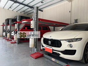 Système de stationnement vertical extérieur à double niveau avec équipement de réparation de véhicules, élévateur de stockage de voitures à quatre poteaux à entraînement hydraulique de 5000 kg - Product Image 5