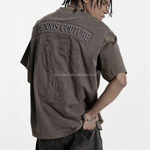 Camiseta Personalizada Extra Grande, Camiseta con Gráficos, Camiseta de Algodón con Bordado Gráfico, <span class=keywords><strong>Camisetas</strong></span> Gruesas Unisex, Camiseta Corta de Algodón para <span class=keywords><strong>Hombre</strong></span> - Product Image 1