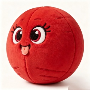 Peluche de basket-ball ludique personnalisée avec langue sortie, adorable jouet en peluche de basket-ball rouge aux grands yeux, coussin en peluche doux en forme de ballon rouge - Product Image 3