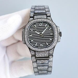 Montre de luxe élégante de qualité 5A avec finition laser irisée, entièrement sertie de diamants, cadran tendance et raffiné, montre personnalisée de pointe - Product Image 3