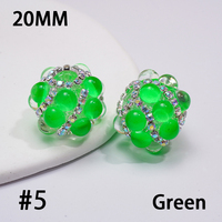 Perles rondes œil de chat néon artisanales incrustées de strass AB, chaîne en demi-coquille transparente 20 mm, perles en vrac, accessoires de loisirs créatifs