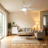 Ventilateur de plafond à 5 pales, 66 pouces, noir mat, en fer et ABS, moteur BLDC, 6 vitesses, réversible, LED dimmable, télécommande, chambre, maison, hôtel