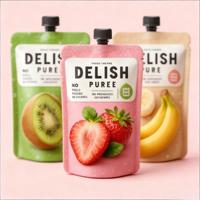 Sachet Doypack Personnalisé pour Jus de Fruits, Récipient Anti-fuite en Plastique avec Bec Verseur pour Jus et Liquides