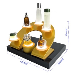 Deluxe Vàng <span class=keywords><strong>Acrylic</strong></span> hiển thị LED nước hoa chai cửa hàng hiển thị Rack cho nước hoa thương hiệu các nhà bán lẻ cho 6 chai nước hoa - Product Image 6