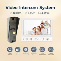 Système d'interphone vidéo filaire 7 pouces 800TVL, kit de vidéophone 4 fils, station extérieure, moniteur intérieur, vision nocturne