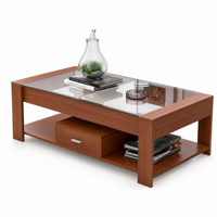 Ensemble de meubles modernes en bois pour salle à manger et salon, avec meubles TV en verre et tables basses d'appoint